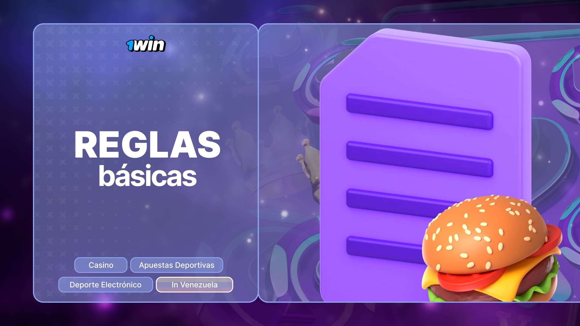 Reglas básicas del juego 1win Venezuela y plataforma para nuevos usuarios juego de la hamburguesa