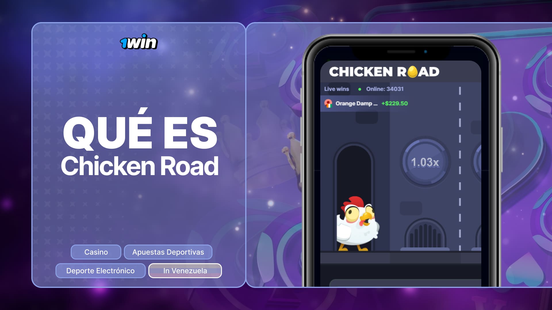 1win Venezuela: descripción detallada y especificaciones del juego Chicken Road