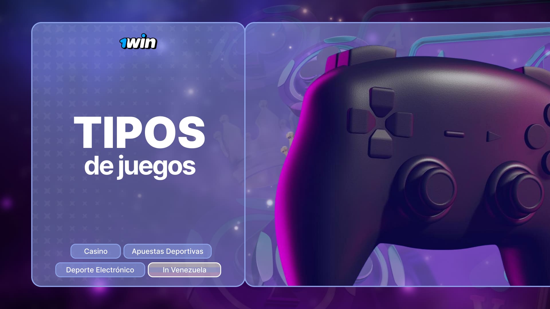 Sección de Casino General de 1win Venezuela con una gran selección de juegos de varios géneros
