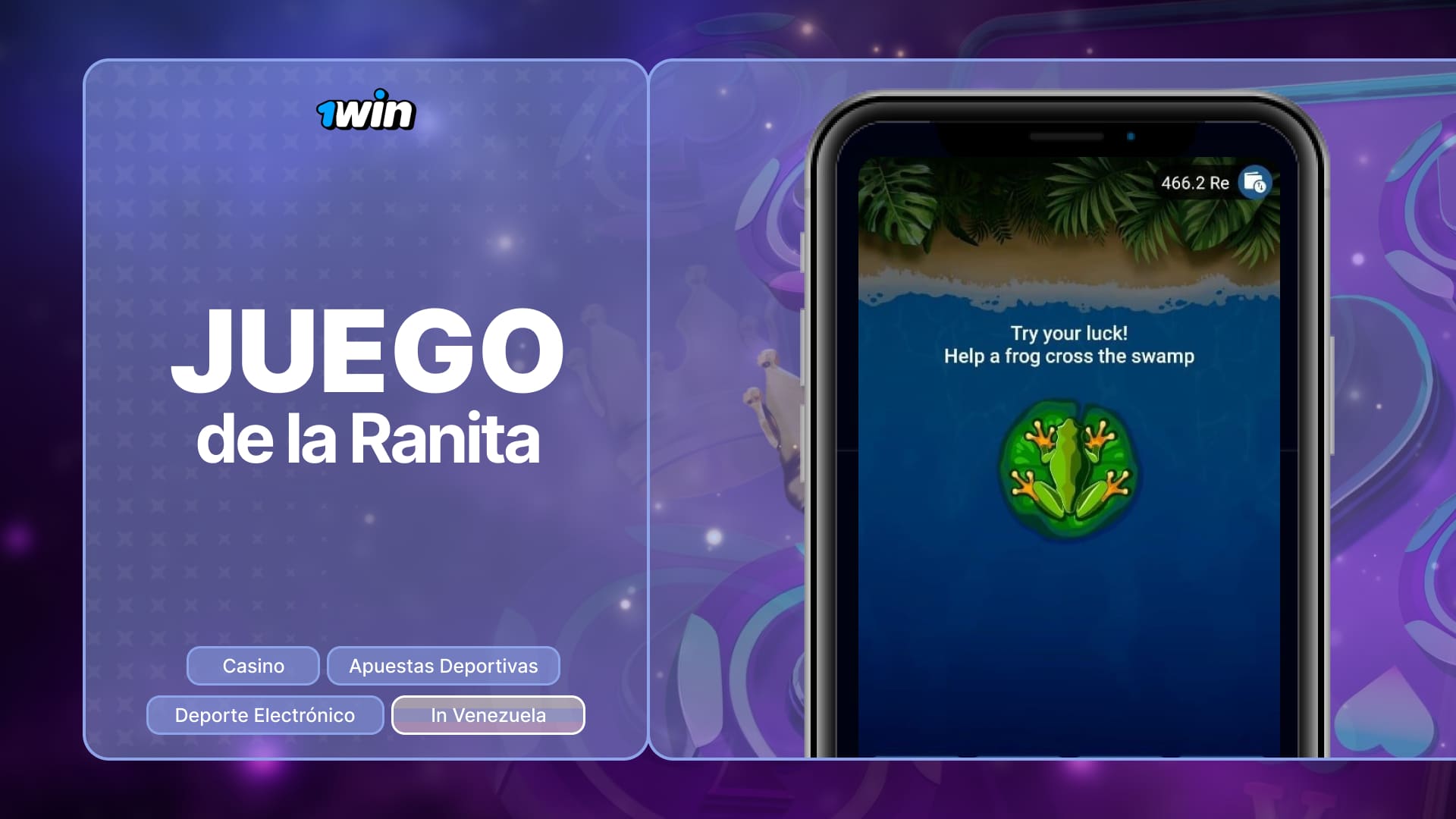 1win Venezuela: descripción detallada y especificaciones del juego Juego de la Ranita