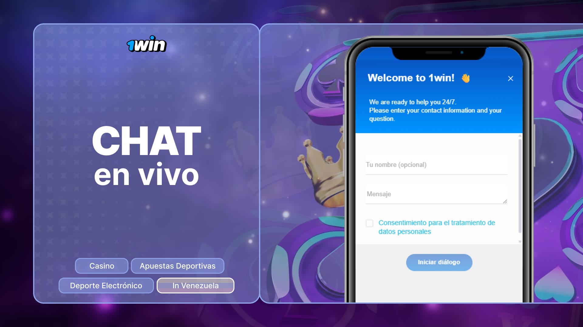 1win Venezuela Servicio de soporte general para resolver posibles dificultades, múltiples métodos, chat en vivo
