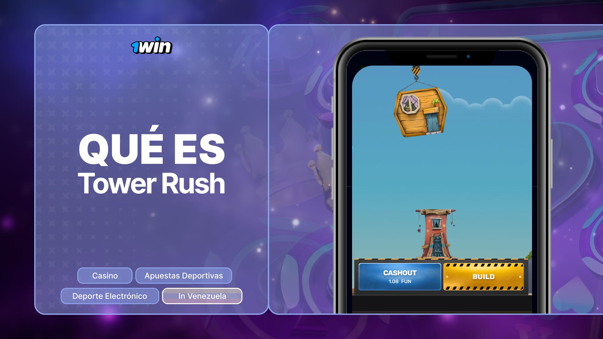1win Venezuela: descripción detallada y especificaciones del juego Tower Rush